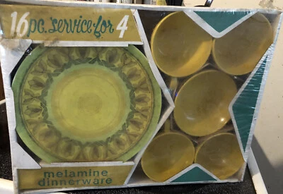 NOS - 1970’s Melamine Vistron Prolon Dinnerware Set - 16 Pieces