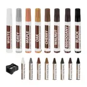 Furniture Repair Kit Wood Markers, Set of 17 Markers and Wax Sticks, Sharpener