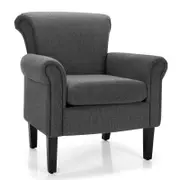 Costway Upholstered Accent Chair Fabric S Sofa w/Adjustable Foot Pads Leisure Chair Light Dark Grey