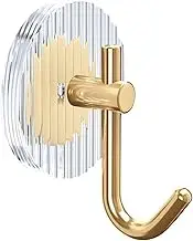 Coat Rack Wall Mount Acrylic Wall Hook Bathroom Self-Adhesive Towel Hook No Punching Wall Mounted Towel Hanger Door Back Hook for Coat Key Home Decor Wall Coat Hooks(Gold)