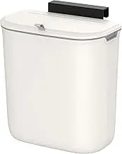 SONGMICS Hanging Trash Can, 2.4 Gallon Compost Bin With Lid, Wall Mounted for Kitchen, Cupboard, Bathroom, Under Sink, White ULTB820W9