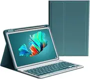 Keyboard Case for iPad 10th Generation 2022 10.9 inch, Magnetically Detachable Bluetooth Color Keyboard Smart Folio Cover with Pencil Holder (Dark Green)