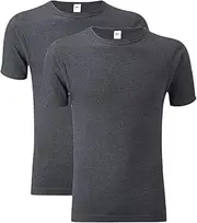 [Crazy Fashion] Pack of 2 Thermal Tops Men’s - Short Sleeve Plain Round Neck Mens Top Warm T-Shirt Underwear Baselayer Cotton Thermals S, M, L, XL, XXL UK