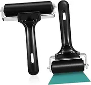 IWOWHERO 2 Pcs Wallpaper Rollers Foam Curlers Blowout Rods Glue Tape Roller Dot Seams Screen Roller Tool Dispensers Scoring Wheel Wallpaper Seam Roller Linoleum Printmaking Rollers Rubber