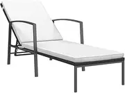 Patio Lounger Chair, Deck Chair, Garden Pool Beach Reclining Chair, Patio Sunlounger with Cushion, Poly Rattan Black