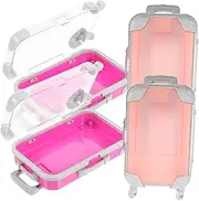 HAWILLOSCH 4pcs Box Travel Makeup Brush Case Suitcases Plastic Hard Travel Case Mini Suitcase Boxes