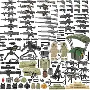 BrickBounty 180 pcs Weapons Toys Machine-Guns-Rifles Compatible with Major Brands, Minifigures Militarybase-Toy-Soldiers-Sentry Post, WW2-Modern-SWAT-Battle-Ammo-sandbag- Army Supplies