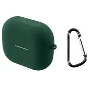 For Samsung Galaxy Buds 3 Case, Protective Silicone Cover, Carabiner Hook, Green
