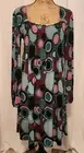 Bisou Bisou Women's XL Green Dot Print Lux Tux Long Sleeve Shift Dress NEW