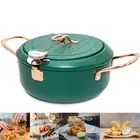 Deep Fryer Pot, 4.3L/11 Inch Japanese Tempura Frying Pot with Fahrenheit Ther...