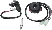 Adsspro Motorcycle 4 Wires Ignition Switch Key with Cap+3 Function Left Starter Switch +Spark Plug for 50cc 70 cc 90cc 110 cc 125cc 150cc TaoTao SUNL Chinese ATV Quad Dirt Bike Scooter 4 Wheeler