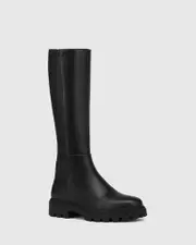 Fiora Black Nappa and Stretch Leather Long Boot