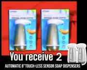 2 PACK No-Touch Sensor Soap Pump Dispenser:Automatic,Batteries Inc’,8”x3.5”x4.8”
