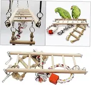 Parliky Natural Material Wooden Ladder Parrot Swing Pet Accessory Small Swing Bed Parrot Toys