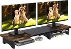 Monitor Stand with Drawer, Dual Monitor Stand Riser for Desk, Wooden Computer Mo
