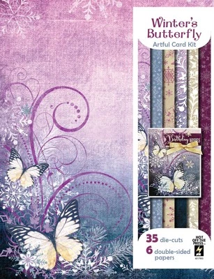 Winter’s Butterfly Artful Card Kit – 35 Die-Cuts & 6 Papers for Card Making