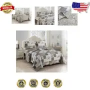 Shabby Chic Patchwork Quilt Set - Queen, Reversible with Pillow Shams Included