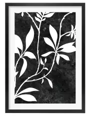 [Profile Australia] Australian Made Silhouette Branch Leaves Night Art Print A2 in Black Frame