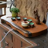 在飛比找樂天市場購物網優惠-茶盤 老船木定 整木實木家用古典茶盤排水式無拼接辦公功夫茶具