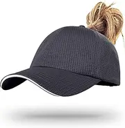 [Ztl] Womens High Ponytail Baseball Cap Performance Mesh Hat, Lightweight Quick Dry Race Day Running Hat with Reflective Trim