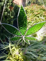 Stained Glass Suncatcher Cannabis 420 Green Boho Pot leaf Nature Art Weed 4pc