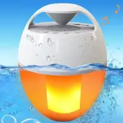 Floating Bluetooth Pool Speakers with Flame Lights,360° Surround Stereo Sound
