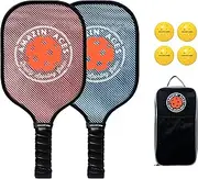 Amazin' Aces Pickleball Paddle Set | Pickleball Set Includes Two Graphite Pickleball Paddles + Four Balls + One Mesh Carry Bag | Premium Rackets Graphite Face & Polymer Honeycomb Core