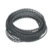Braided Leather Cord, 5.5 Yards 5mm Flat Craft Leather String, Gray