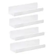 4 Pack 15 Inch White Acrylic Floating Shelf Wall Mounted Bookshelf Spice Rack