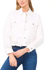 CeCe Eyelet Button Front Jacket
