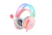Gaming Headset with Mic Over Ear Headphone Lightweight Headphones with RGB Frame-Pink