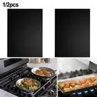 Stove Cover Black Clean Reusable Coating Glass Fiber Cloth Easier To Cut
