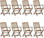 Generic Folding Outdoor Chairs 8 pcs Solid Acacia Wood,Furniture,Outdoor Furniture,Outdoor Seating,Outdoor Chairs