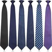 [Janmercy] 6 Pcs Clip on Tie for Men Clip on Easy Necktie Striped Solid Plaid Dots Mixed Lot Tie for Office School, 20 Inch