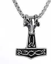 [COPAUL] Retro Men's Stainless Steel Sheep Quake Thors Hammer Pendant
