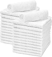 TALVANIA White Cotton Washcloths - Pack of 24 - Super Absorbent Bathroom Face Towels - 12" x12” Terry Bath Wash Cloth Set - Spa Home Cleaning Towel Multi-Purpose - 100% Ring Spun Cotton