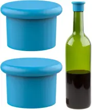 Silicone Wine Stoppers Airtight Seal Reusable Wine Saver Wine Gifts 2 Pack Blue