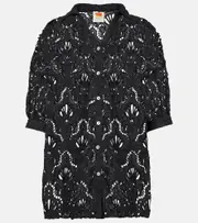 [Farm Rio] Farm Rio Seashell lace cotton shirt AU 6 black