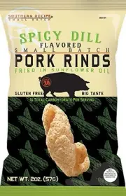 Southern Recipe Pork Rinds Fried in Sunflower Oil Spicy Dill, 4 Ounce