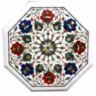 12" Marble corner side Table Top floral inlay work handmade Home decor