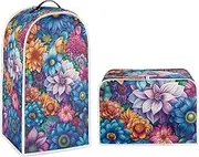 Pointodoor Bright Blossoms Kitchen Blender Cover Toaster Cover Boho Mandala Floral 2 Slice Washable Kitchen Accessories Small Appliance Protector Covers