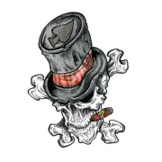 LETHAL THREAT "TOP HAT SKULL" MINI STICKER - DECAL