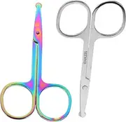 Nose Hair Scissors 2pcs Women's Men's Stainless Steel Trimmer Set Safe Eyebrow Beard Trimming Tool