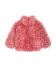 DG-logo faux-fur coat 14Y pink