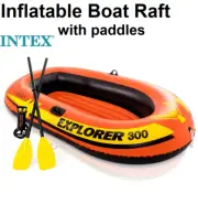 Inflatable Boat Kayak with Paddles Oars Intex Outdoor Floating Raft 3 Person
