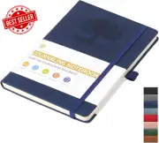 A5 Lined Journal Notebook Dark Blue – Hardcover Diary w/ Elastic for Writing