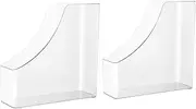jojofuny 2Pcs Box Transparent Document Holder Desk Organizer for Files Magazines Books Reusable File Stand for Office Home School Library Use