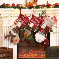 在飛比找Yahoo!奇摩拍賣優惠-聖誕節裝飾品大聖誕襪子禮物袋禮品兒童禮物聖誕樹掛飾布聖誕~不