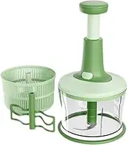 Leona Co Manual Food Chopper 1200ML – Hand Pull Vegetable Chopper, Meat Grinder, Onion Garlic Cutter, Salad Slicer, Dumpling Filling Mixer, BPA-Free Kitchen Food Processor