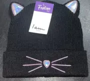 NEW✨Kids Cat Ears Embroidered Whiskers Warm Winter Hat Cap